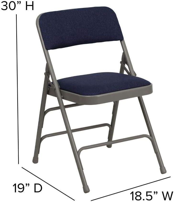 Flash Furniture 4 Pack HERCULES Series Curved Triple Braced & Double Hinged Navy Fabric Metal Folding Chair