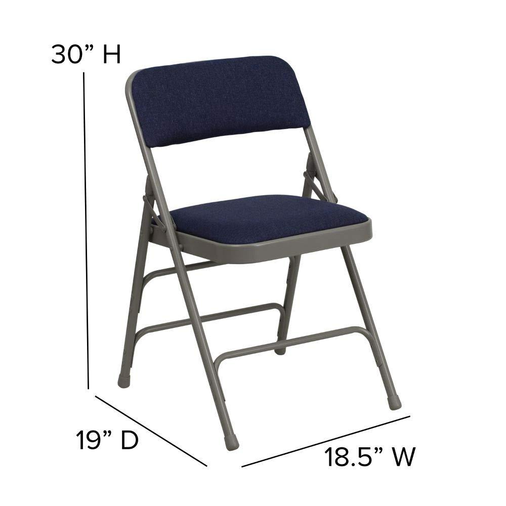 Flash Furniture 4 Pack HERCULES Series Curved Triple Braced & Double Hinged Navy Fabric Metal Folding Chair