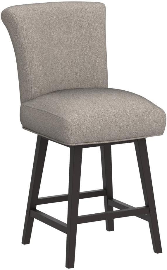 CHITA 26 in Upholstered Swivel Counter Bar Stools with Back&Wood Legs Set of 2, Fabric in Tan