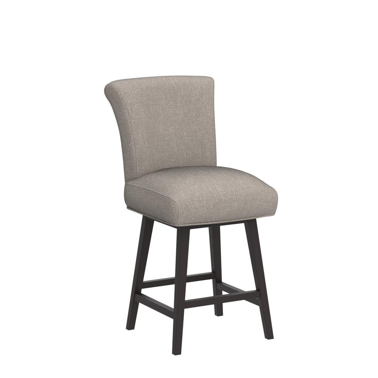 CHITA 26 in Upholstered Swivel Counter Bar Stools with Back&Wood Legs Set of 2, Fabric in Tan
