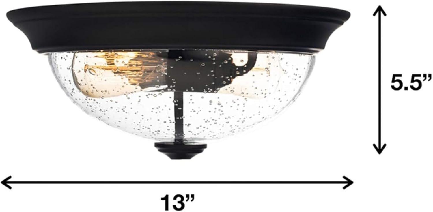 Prominence Home 51381 Designer Series Flushmount Lighting, 13" Seeded Glass, Low Profile, Bronze