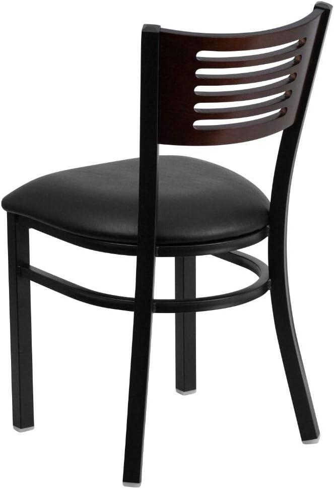 Hercules High Slat-Back Black and Walnut Metal Side Chair