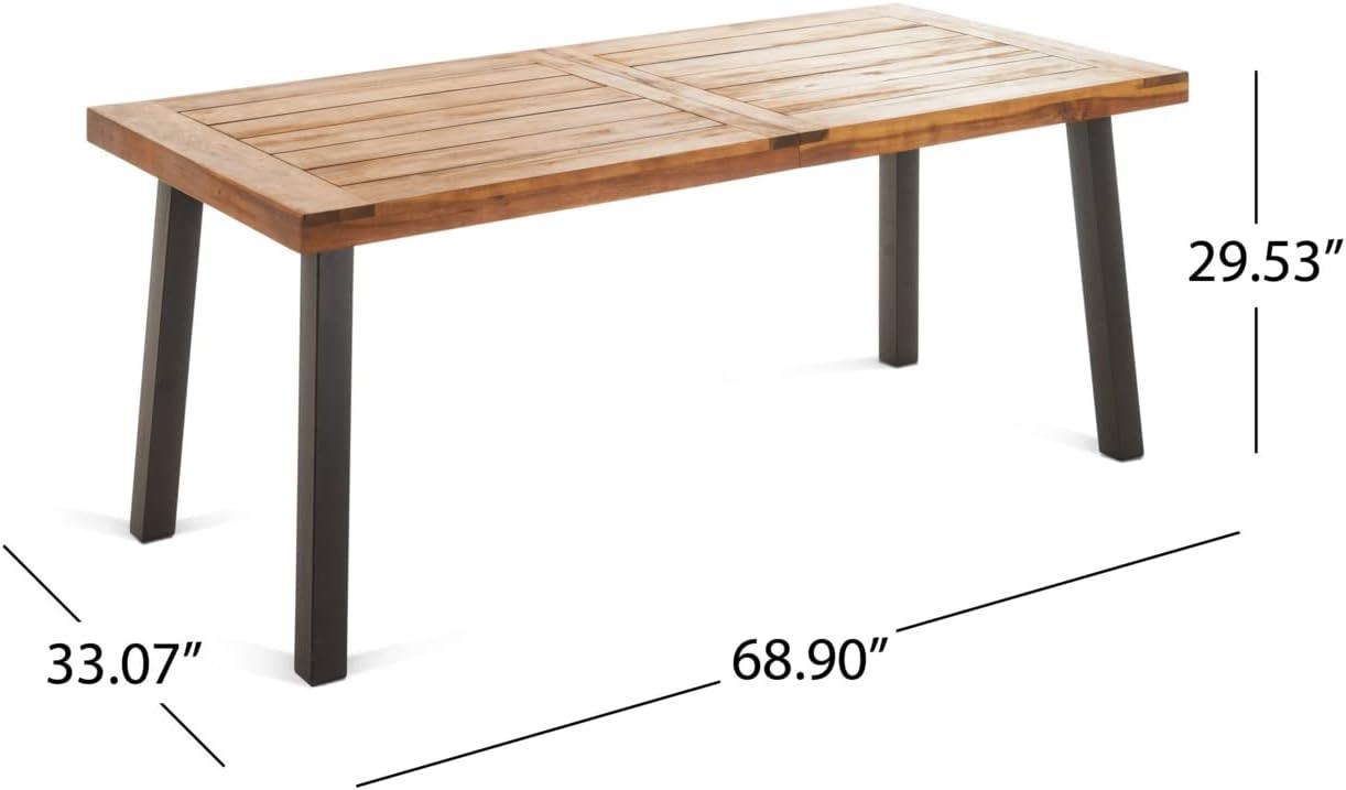 Spanish Bay 69'' Acacia Wood Outdoor Dining Table with Teak Finish