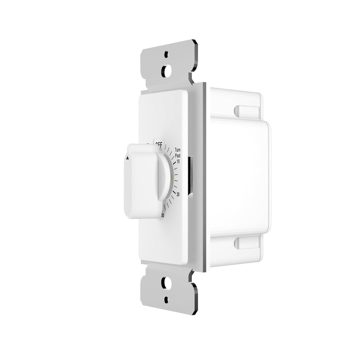 White Mechanical In-Wall Timer Switch with Dial