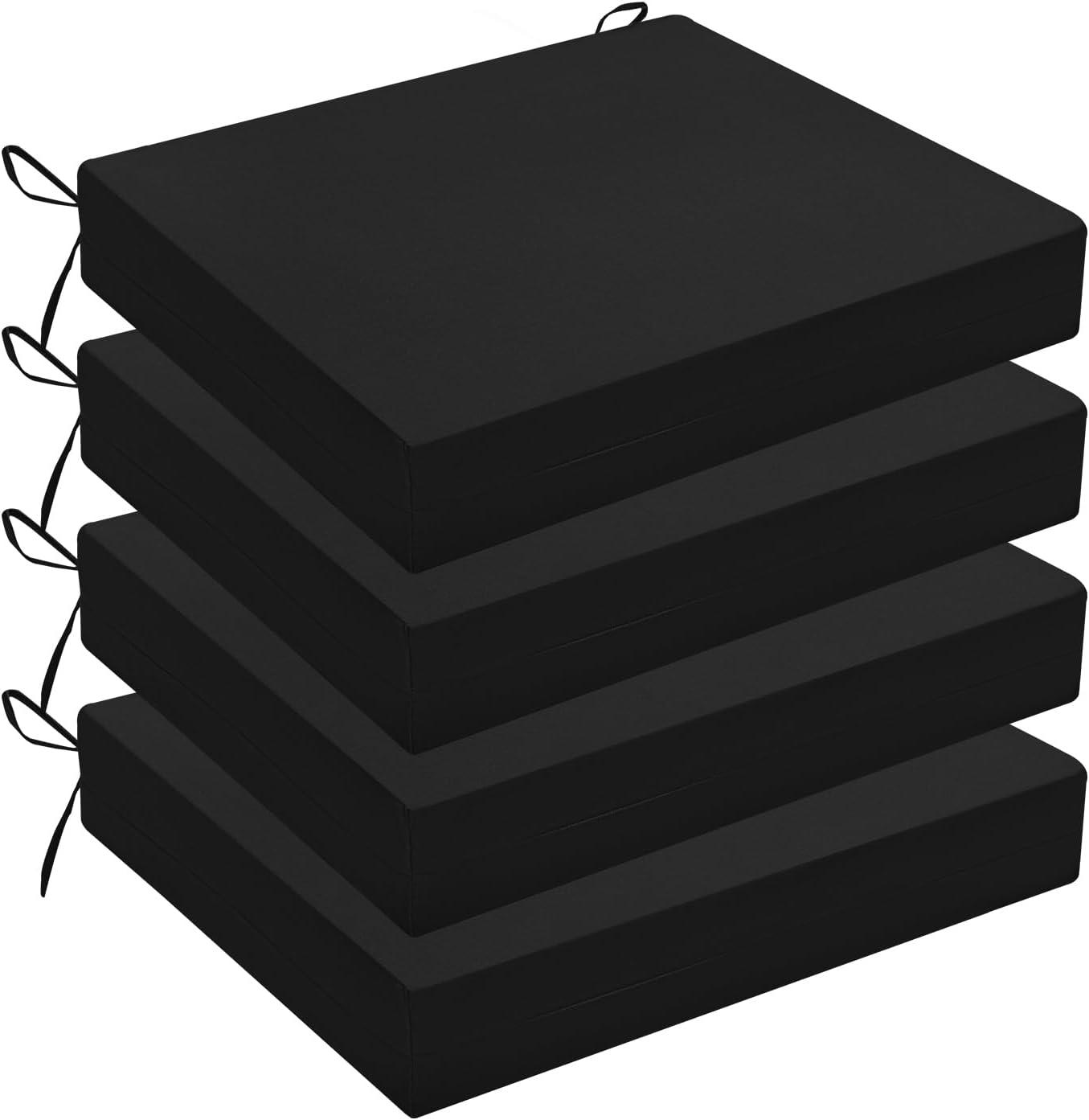 Outdoor Chair Cushions for Patio Furniture - Outdoor Cushions for Chairs - Water Resistant Patio Chair Cushions Set of 4, 18.5"X16"X3", Black