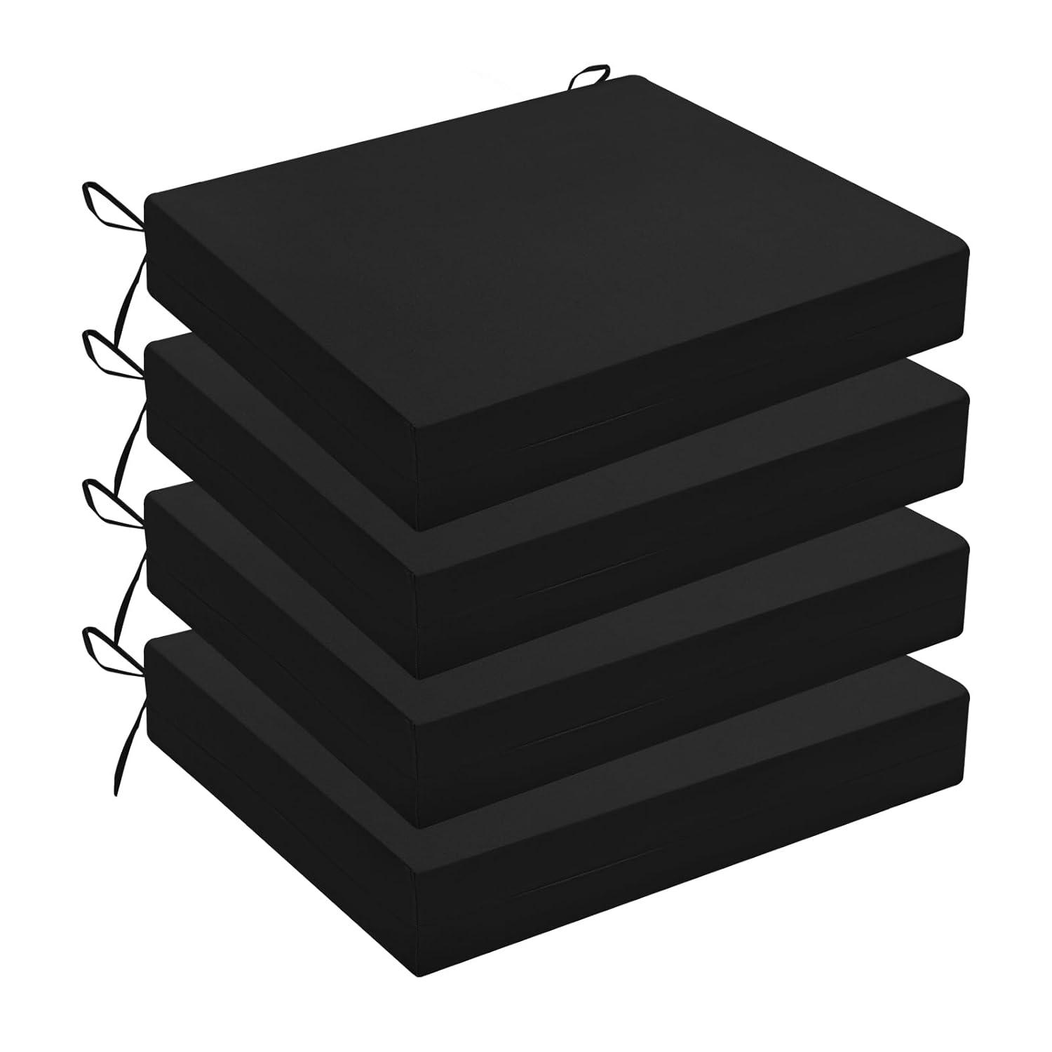 Outdoor Chair Cushions for Patio Furniture - Outdoor Cushions for Chairs - Water Resistant Patio Chair Cushions Set of 4, 18.5"X16"X3", Black