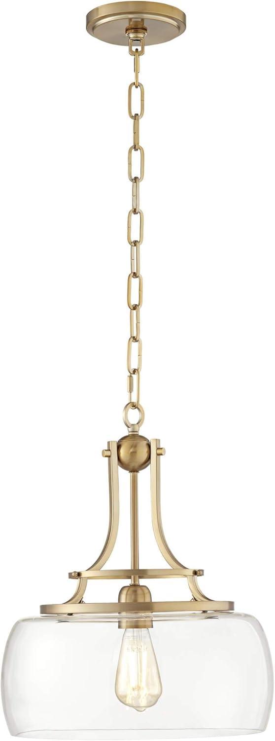 Charleston 18" Brass and Glass Industrial Farmhouse Pendant Light