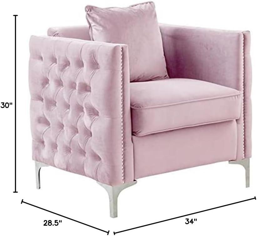 Bayberry Pink Velvet Handcrafted Chair with Pillow