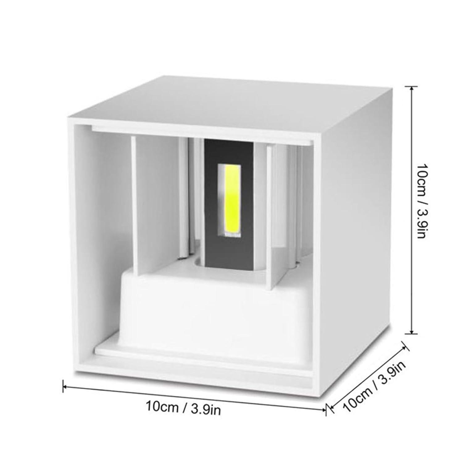 4 PCS LED 12W Outdoor Wall Lights Sconces Exterior/Interior Up and Down Lights IP65 Waterproof Modern Outdoor Lighting Fixtures Square Aluminum Exterior Wall Mount Light White 3000K Warm Lights