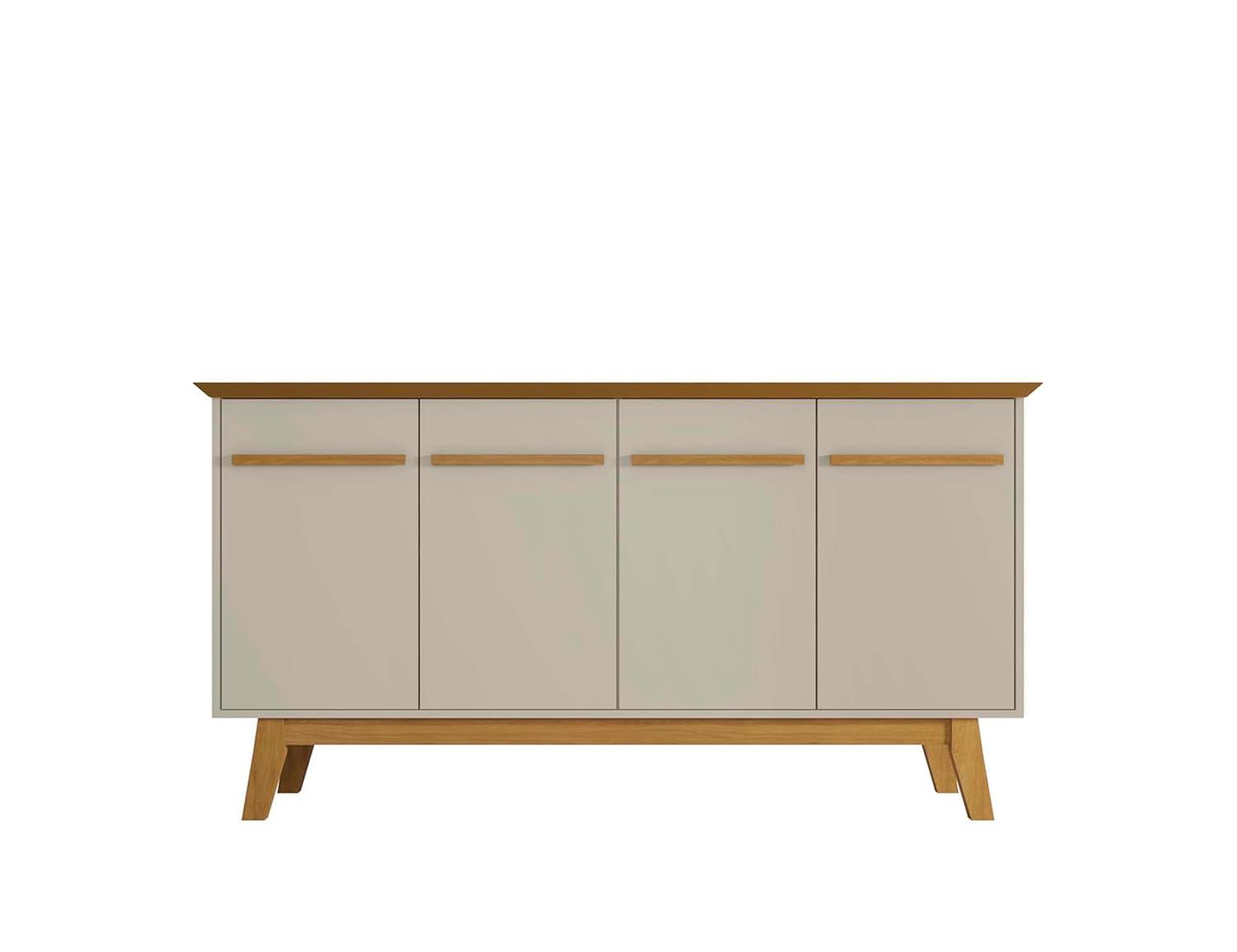 62.99" Yonkers Sideboard Off White/Cinnamon - Manhattan Comfort: Mid-Century Buffet Console