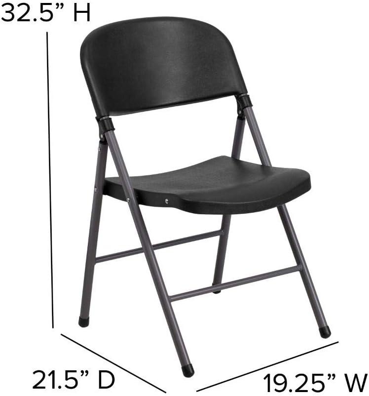 Flash Furniture 2 Pack HERCULES Series 330 lb. Capacity Plastic Folding Chair with Charcoal Frame