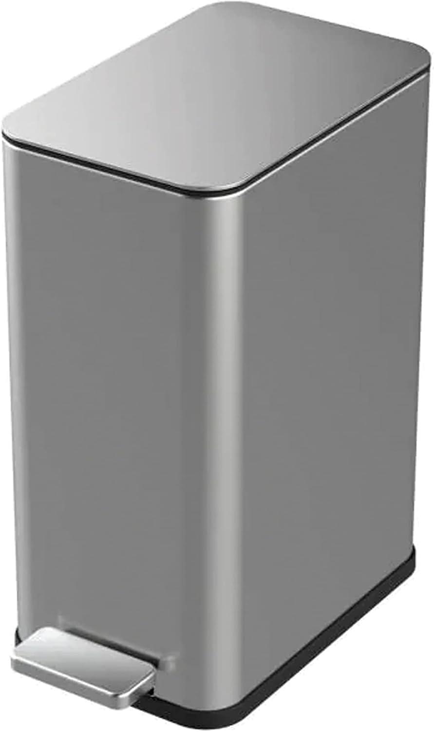 Slim 10L Stainless Steel Step-On Trash Can, 2-Pack