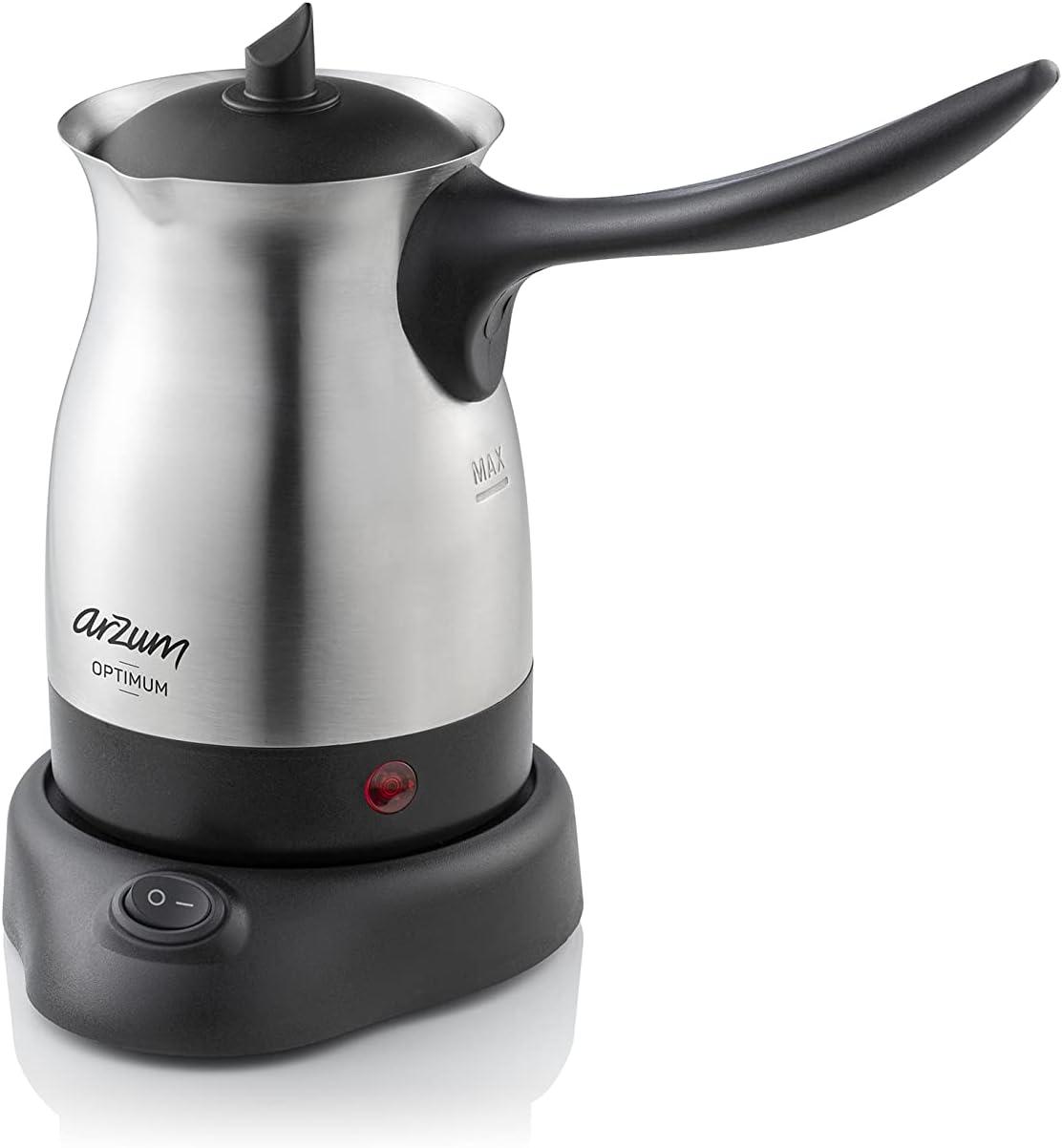 Cezve Electric Turkish Coffee Maker, Stainless Steel, Boil-dry Protection, Lid For Extra Protection, Cordless Use, 1 To 4 Cups, 120v, 3-pin Us-plug, 800w