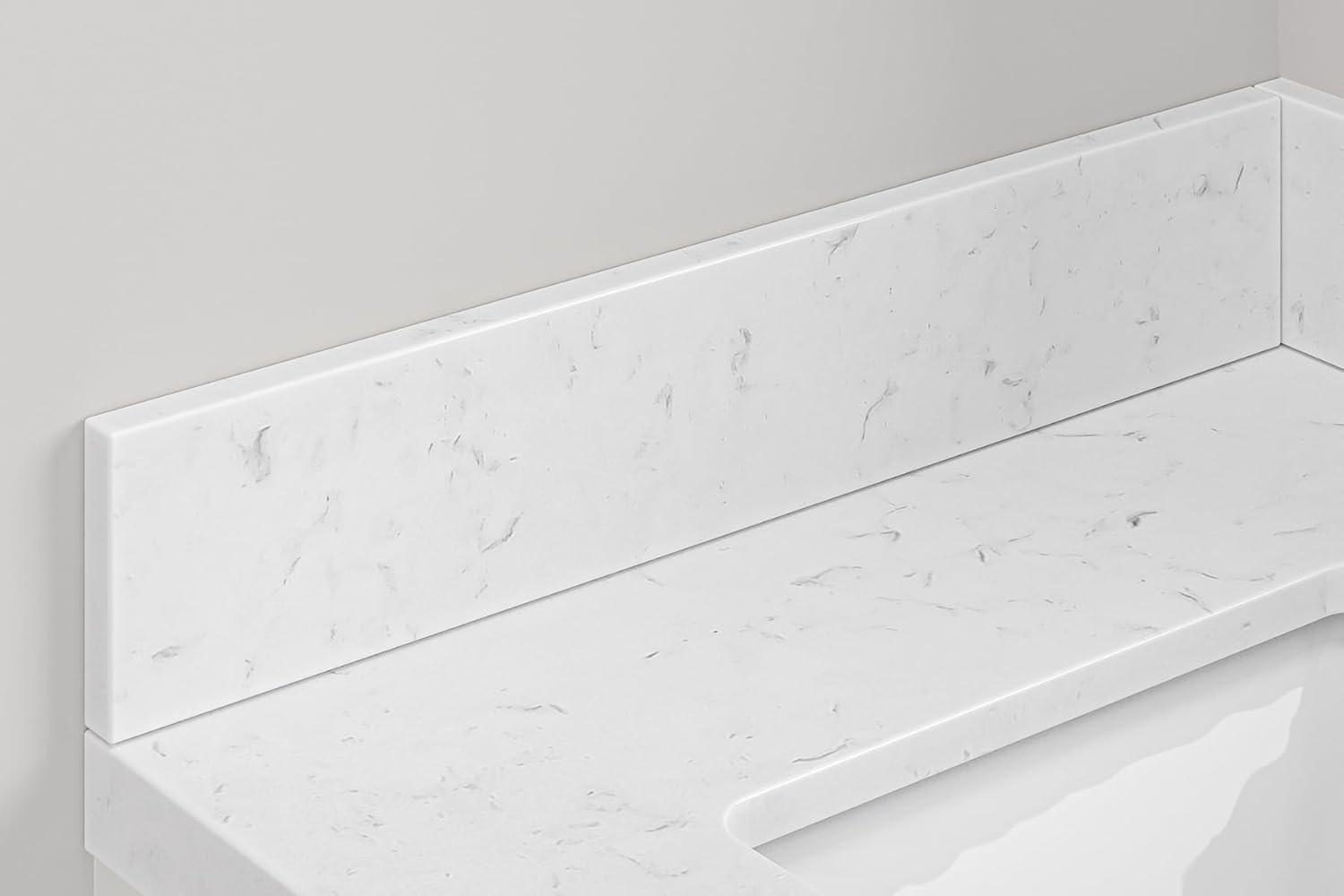 VANITY CARRARA WHITE QUARTZ SIDESPLASH