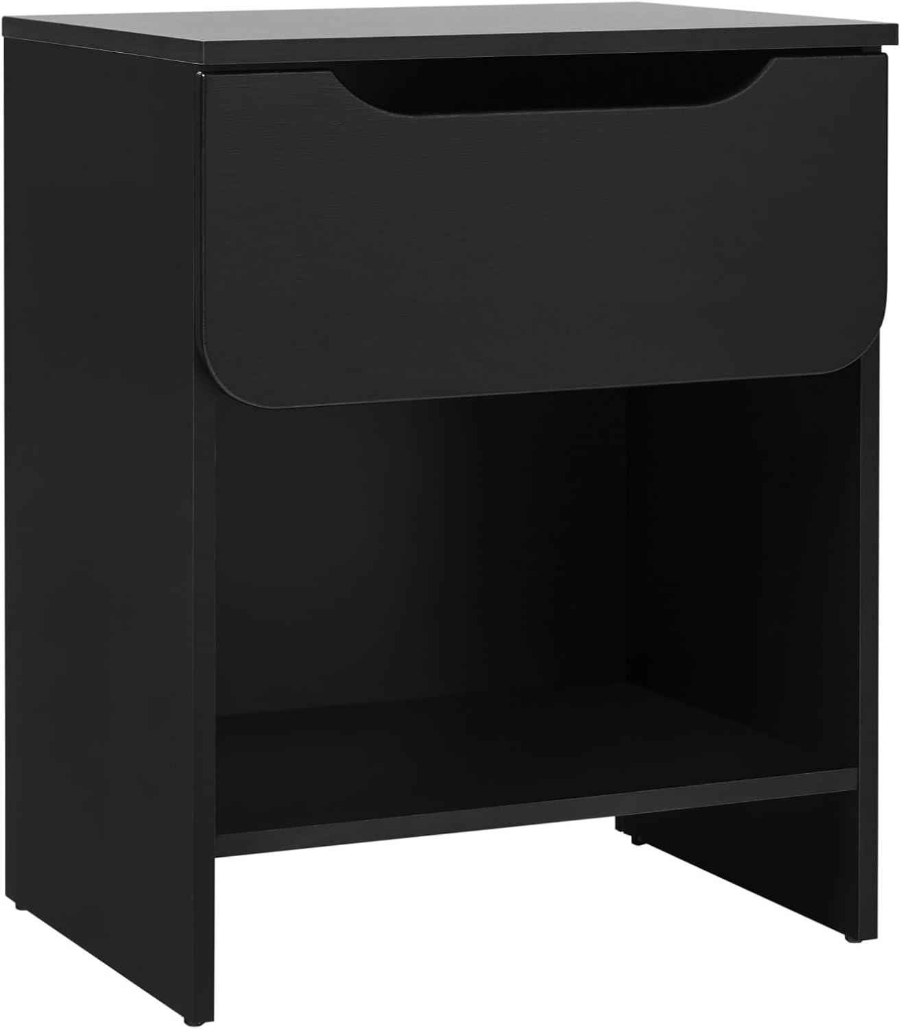 Sleek Black Scandi-Inspired 1-Drawer Nightstand