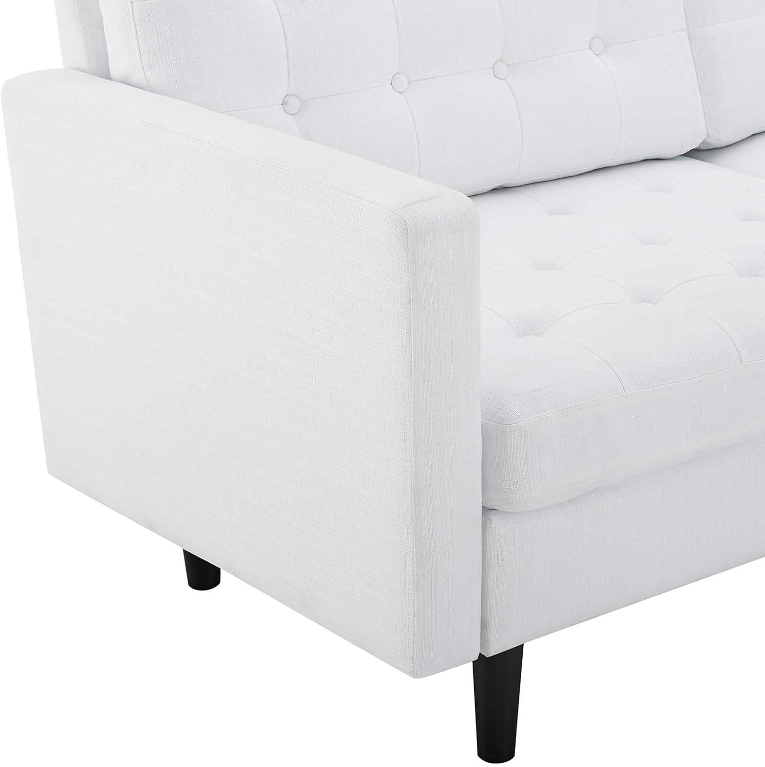 Modway Exalt Fabric Upholstered Tufted Sofa in White & Black