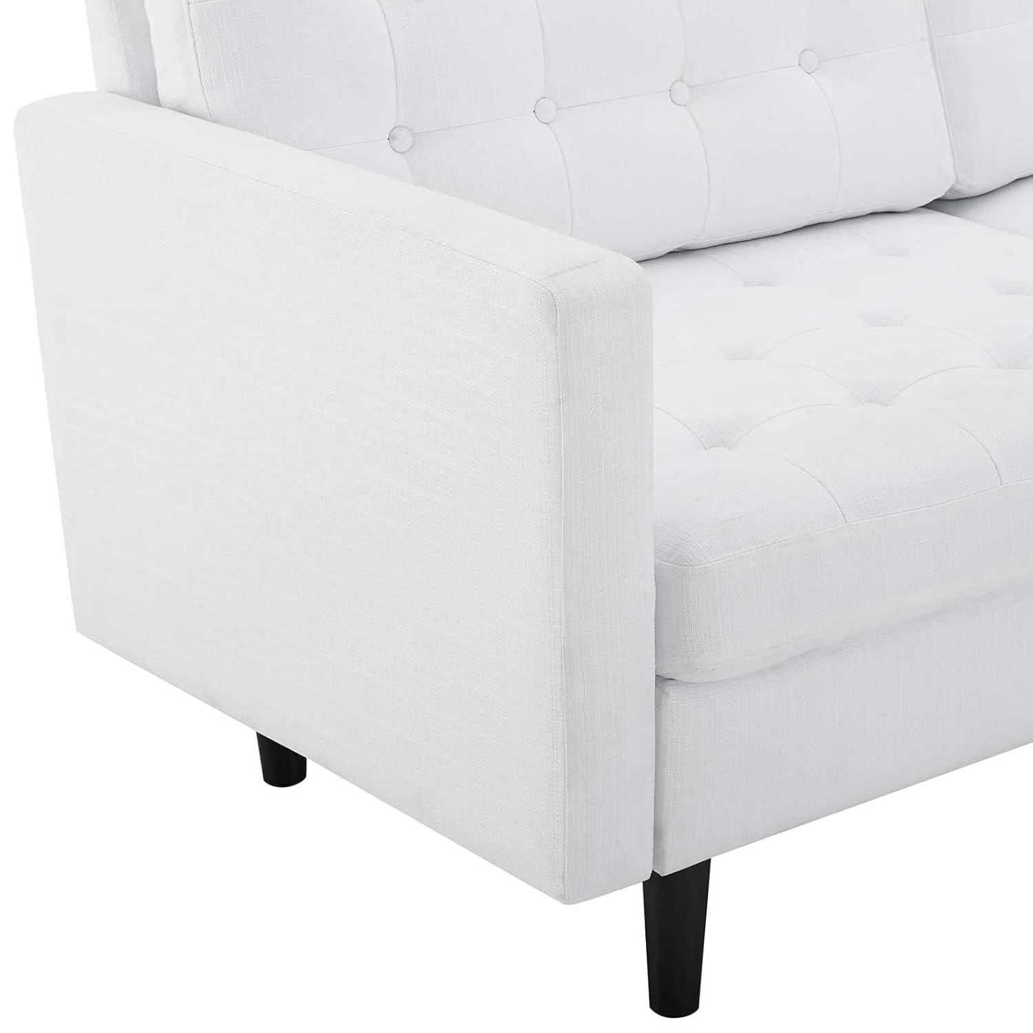 Modway Exalt Fabric Upholstered Tufted Sofa in White & Black