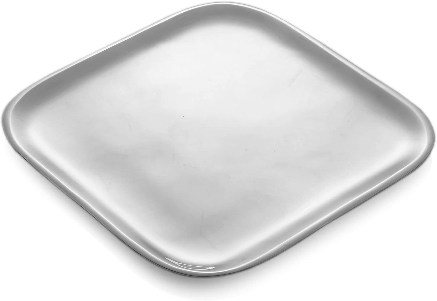 Silver Alloy Square Serving Platter Set, 9" and 11"