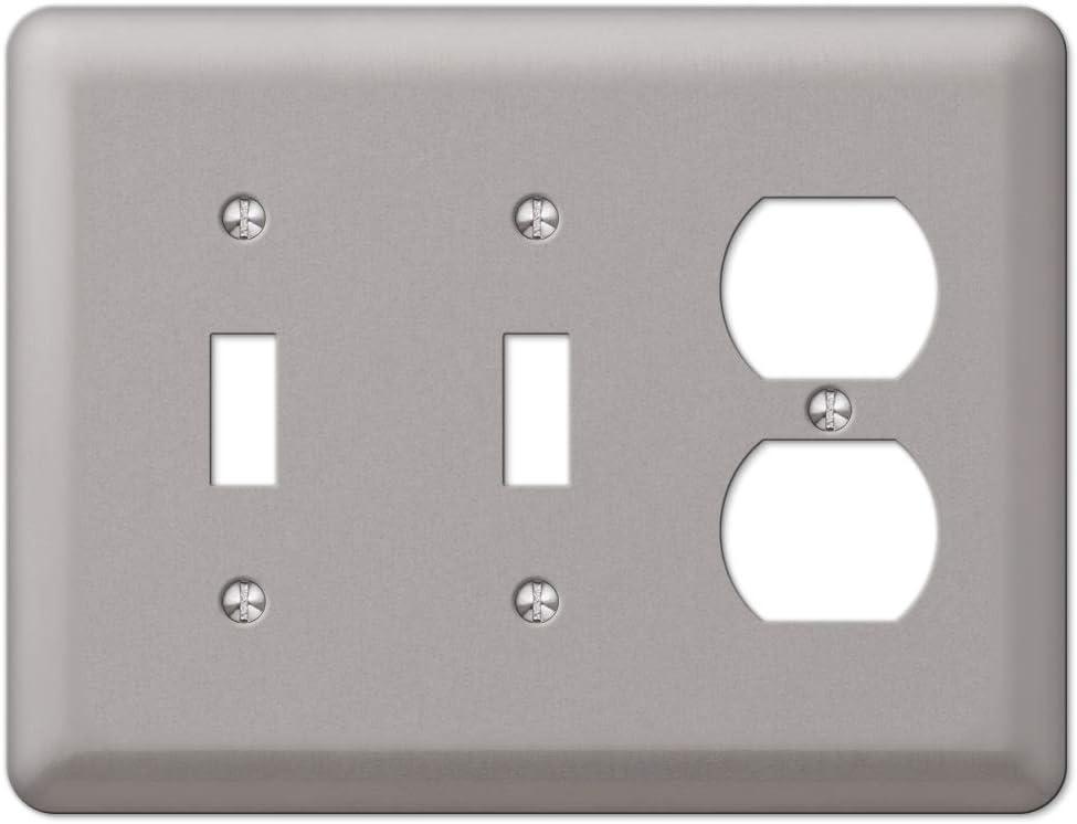 Amerelle 2TTDPW Moderne Wallplate 2 Toggle / 1 Duplex Steel Brushed Nickel 1-Pack