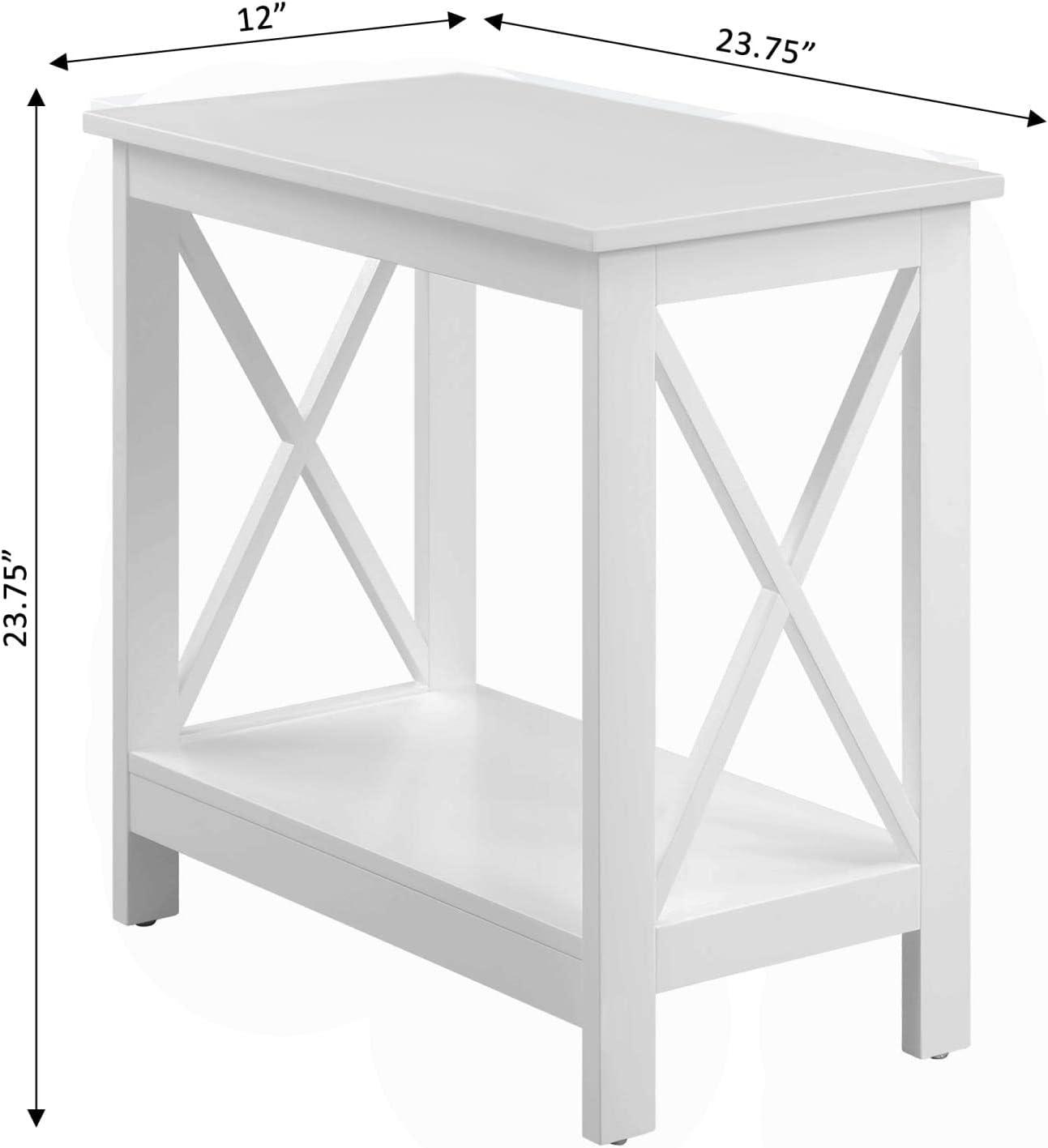 White MDF Rectangular Chairside End Table with Shelf