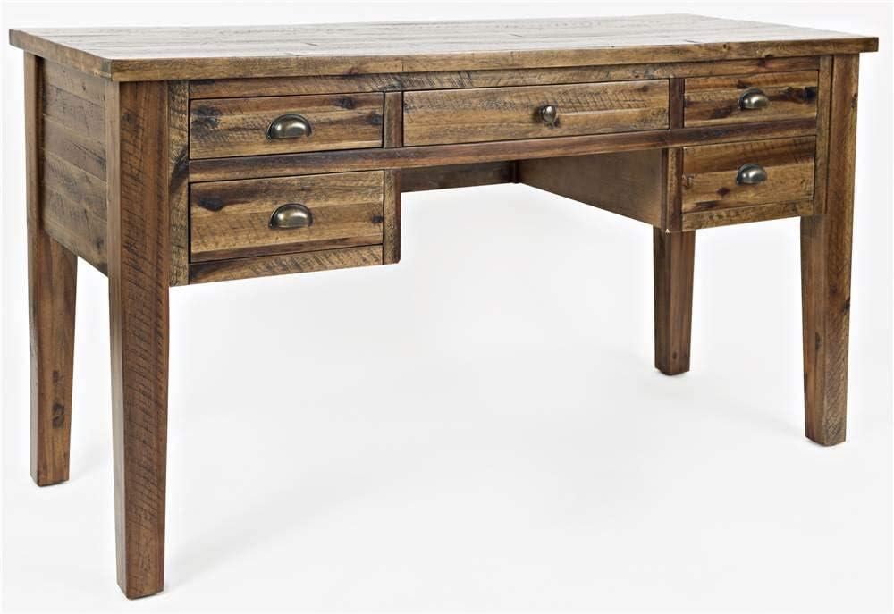 Jofran Artisan's Craft Rustic Farmhouse Distressed Acacia 5-Drawer Desk