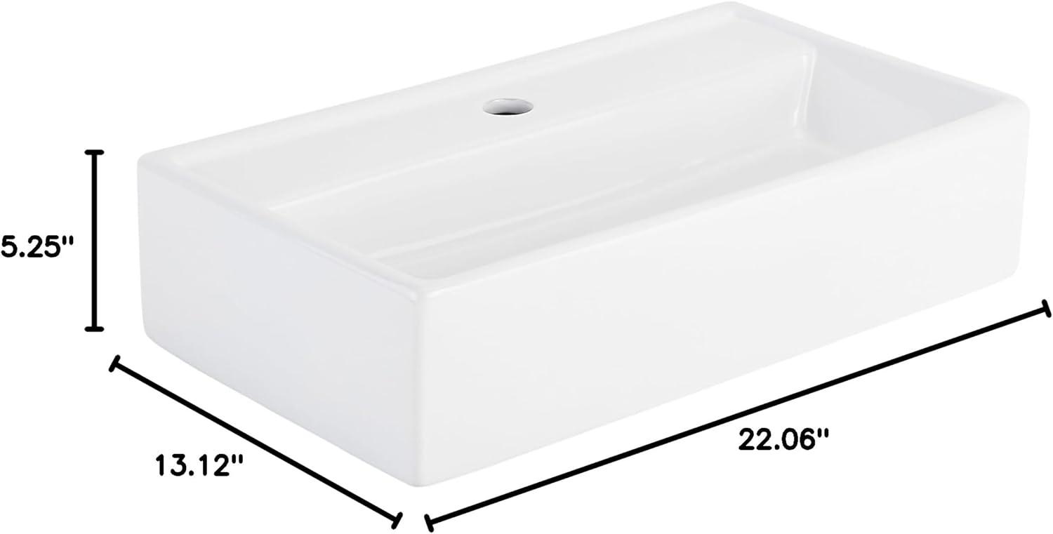 Signature Hardware 484632 22" Kaisy White Porcelain Rectangular Wall Mount Bathroom Sink with Overflow