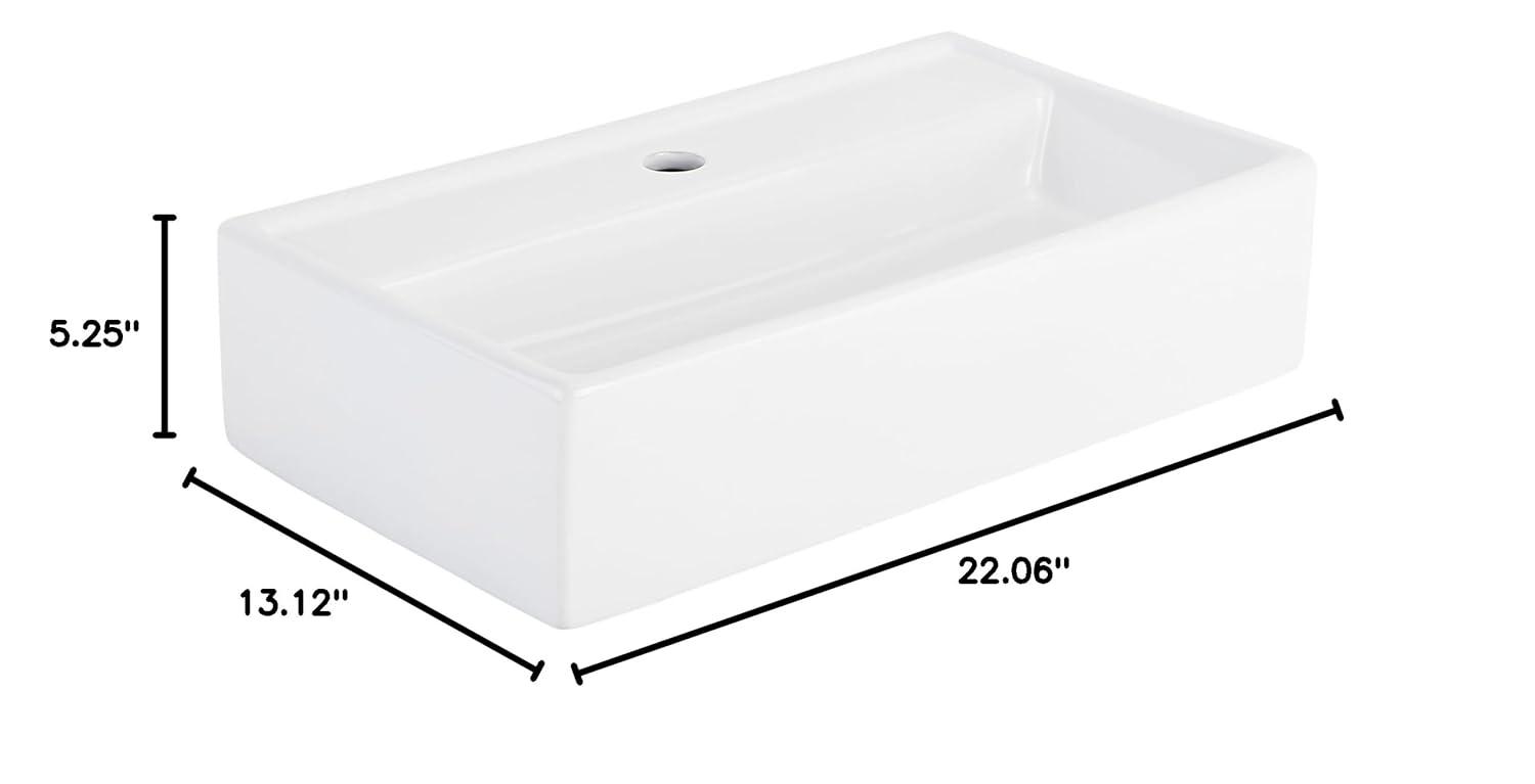 Signature Hardware 484632 22" Kaisy White Porcelain Rectangular Wall Mount Bathroom Sink with Overflow