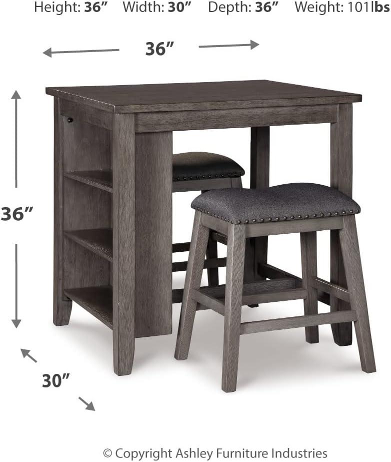 Set of 3 Caitbrook Counter Height Dining Table and Bar Stools Gray - Signature Design by Ashley