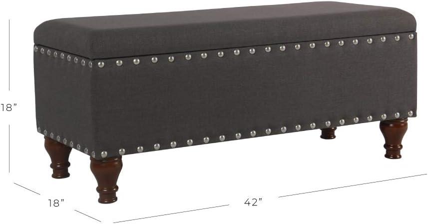 Large Rectangle Storage Bench with Nailhead Trim - HomePop