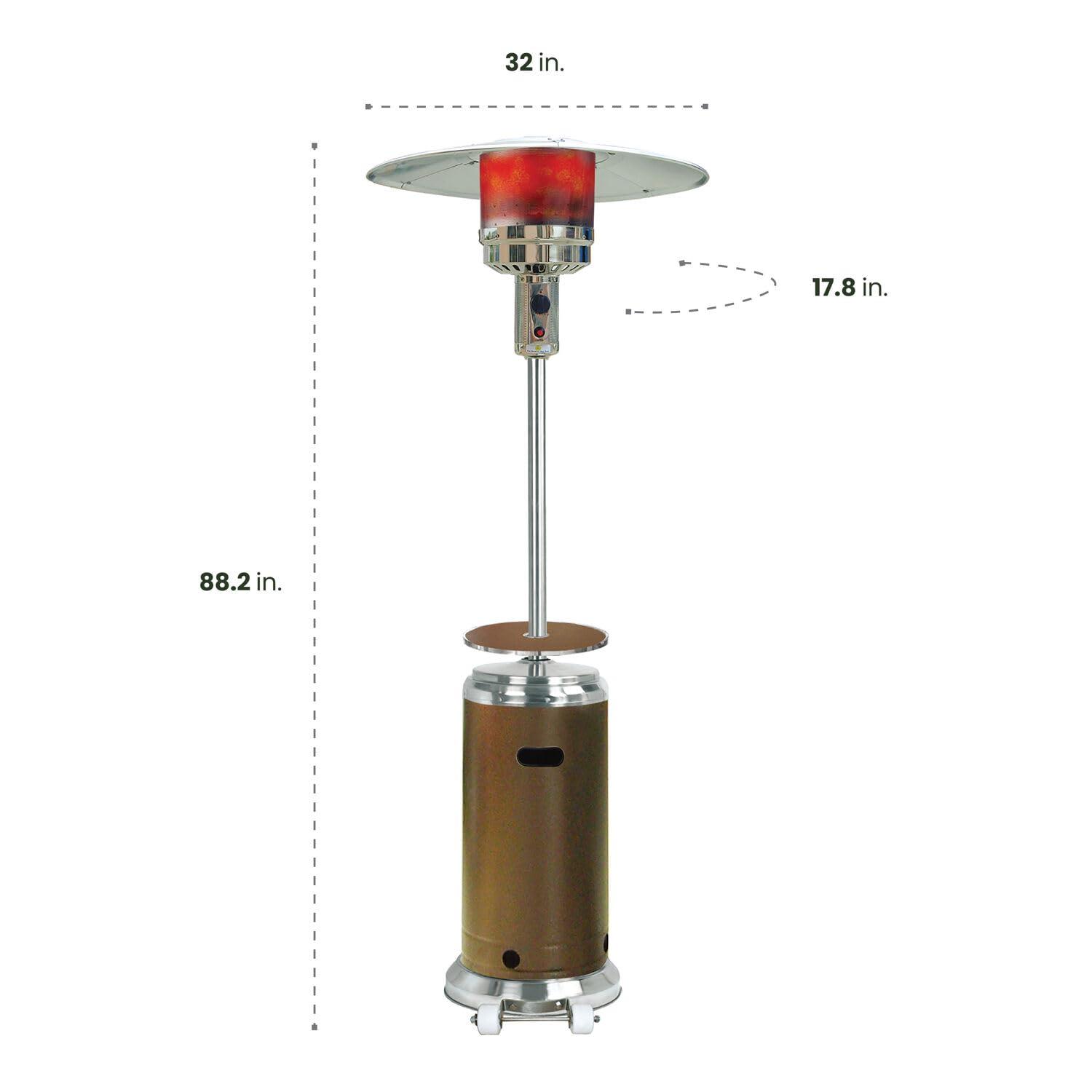 Hanover 7-Ft. 48,000 BTU Steel Propane Patio Heater in Bronze, Umbrella Style Gas Outdoor Heater for Deck or Patio, H001BR
