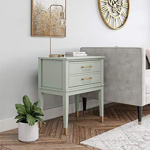 Westerleigh 30'' Pale Green Square Wood End Table with Gold Accents