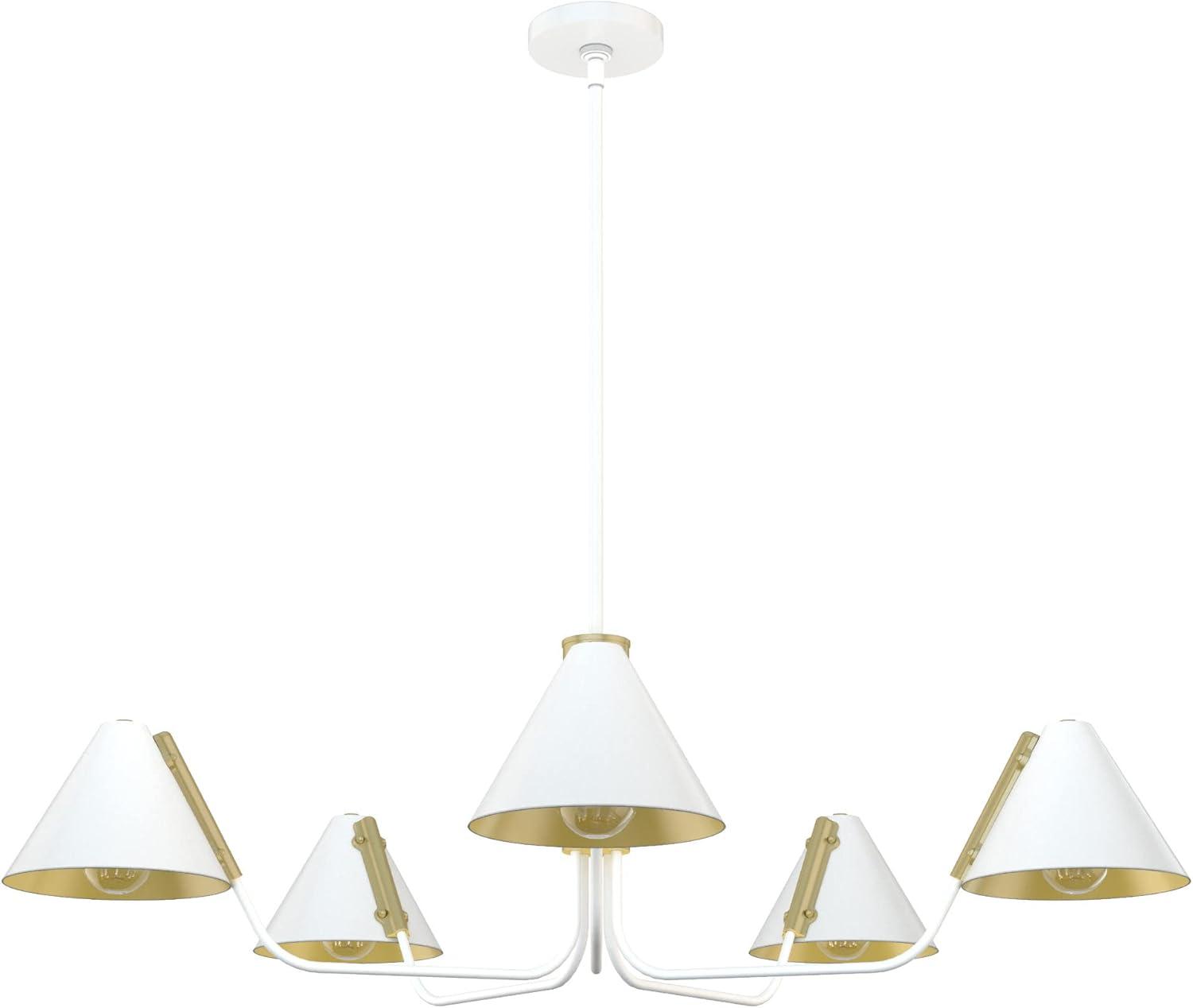 Grove Isle Geometric 5-Light Chandelier in Matte White