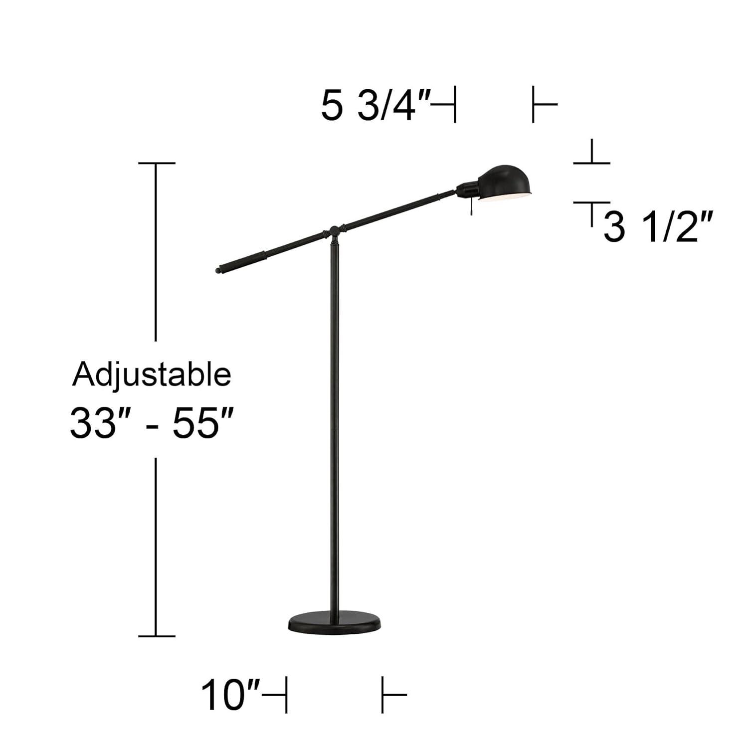 360 Lighting Dawson Traditional Pharmacy Floor Lamp 55" Tall Dark Bronze Metal Adjustable Boom Arm Dome Head for Living Room Reading Bedroom