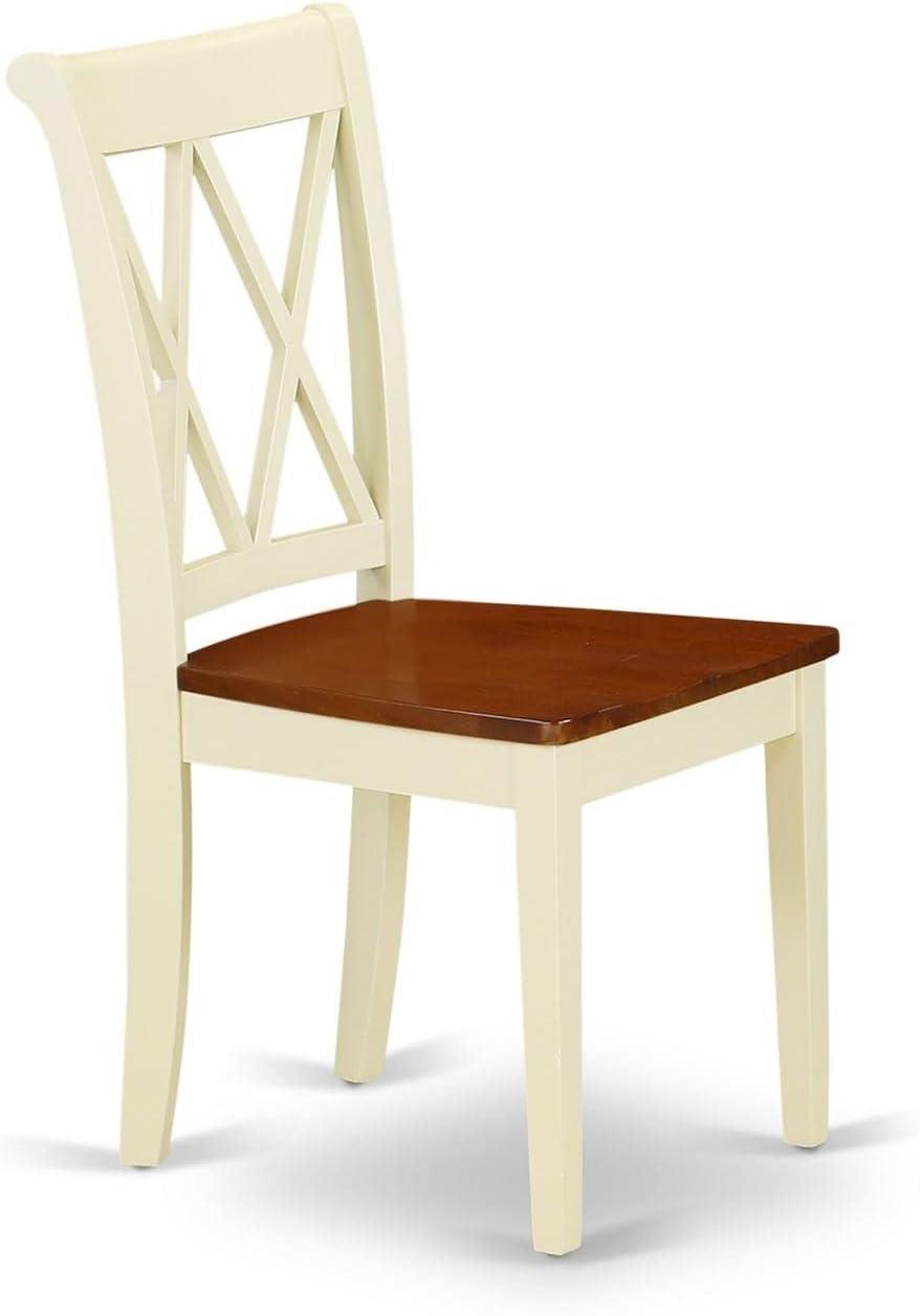 Buttermilk and Cherry Cross Back Rubberwood Dining Chairs, Set of 2