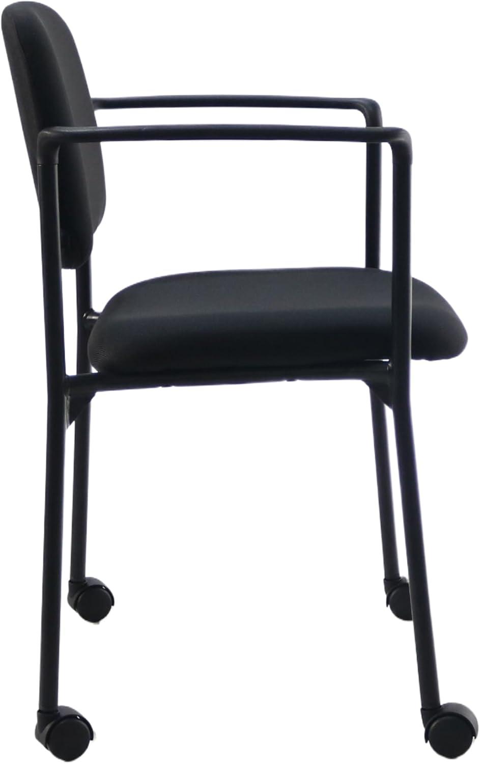 SNUGWAY Office Guest Chairs with Arms - Stacking Reception Chair for Comfort & Style，Fabric，Black