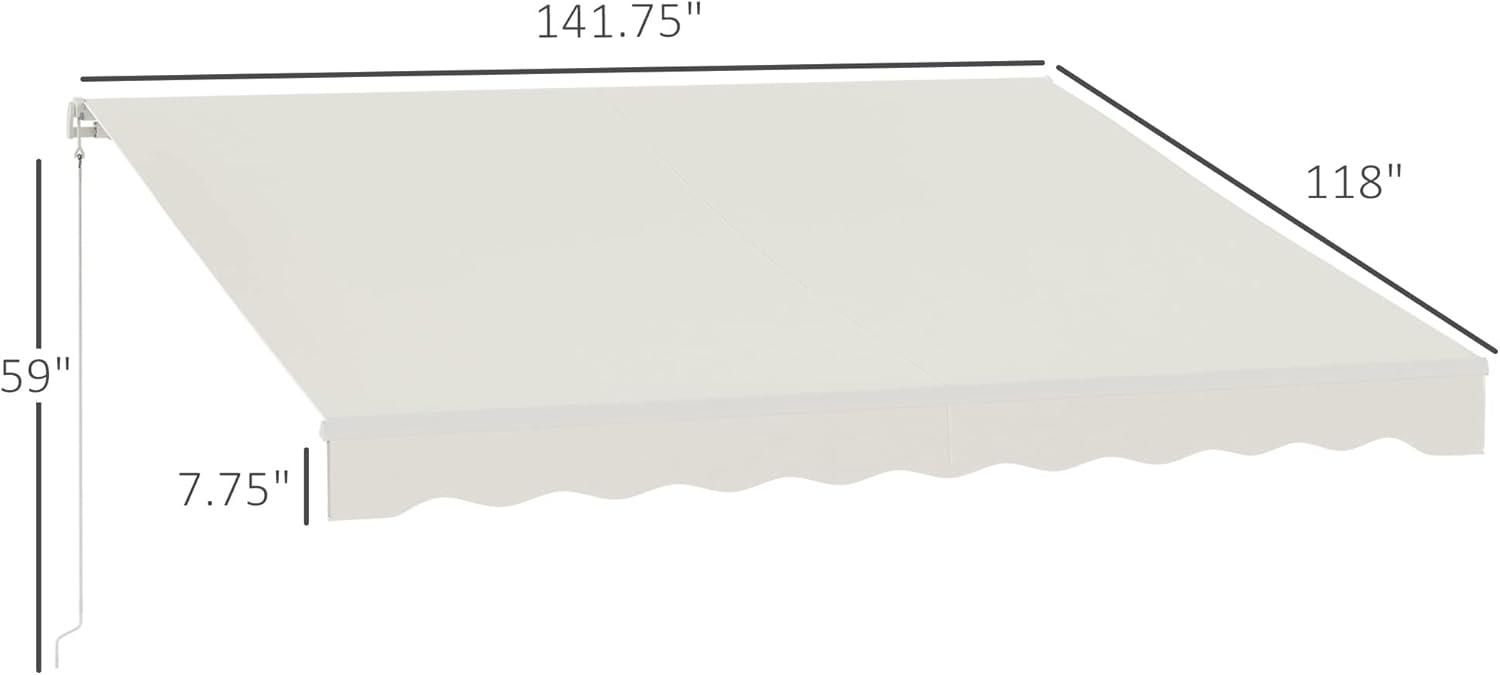 Outsunny 59'' Polyester Cream Cover Motorized Retractable Patio Awning