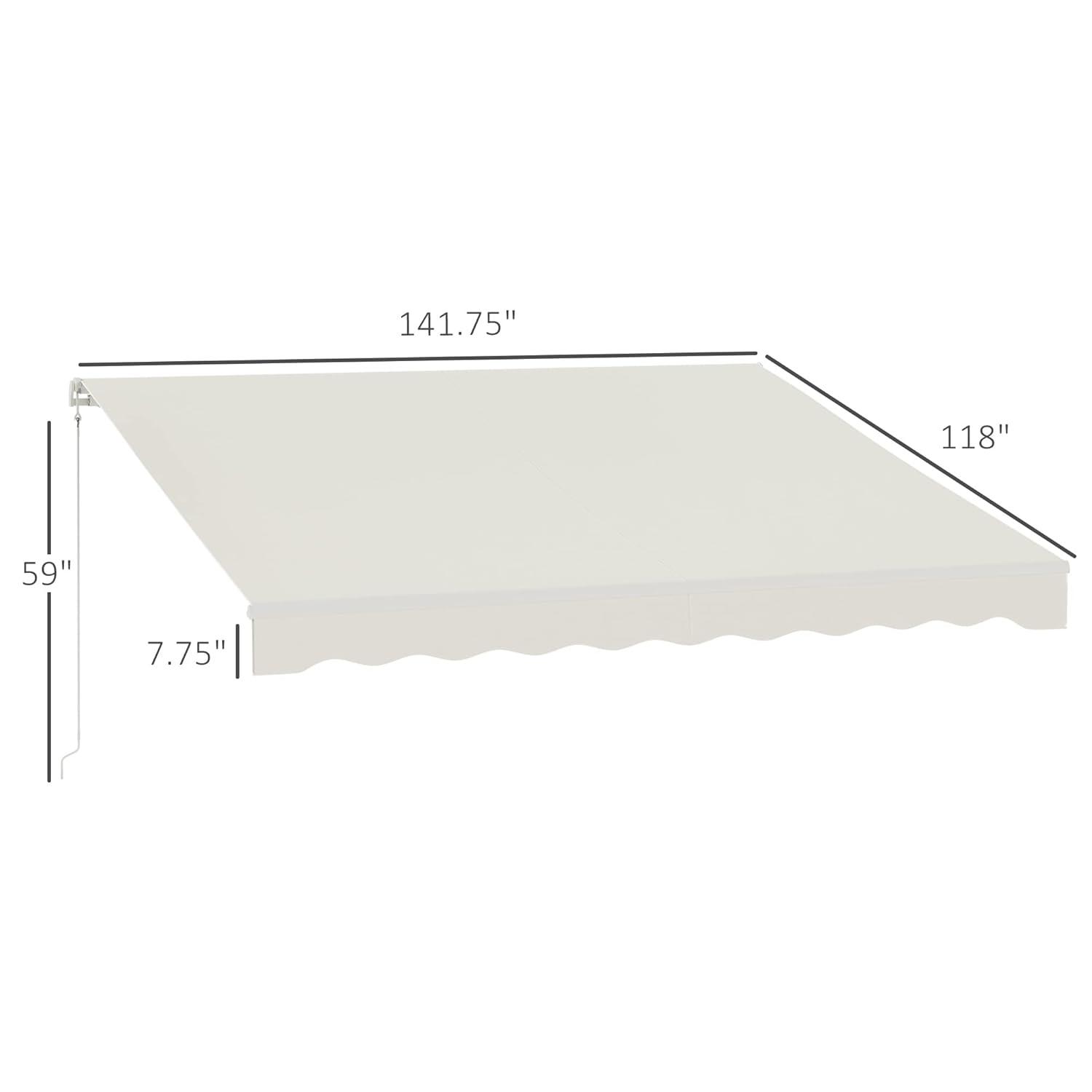 Outsunny 59'' Polyester Cream Cover Motorized Retractable Patio Awning