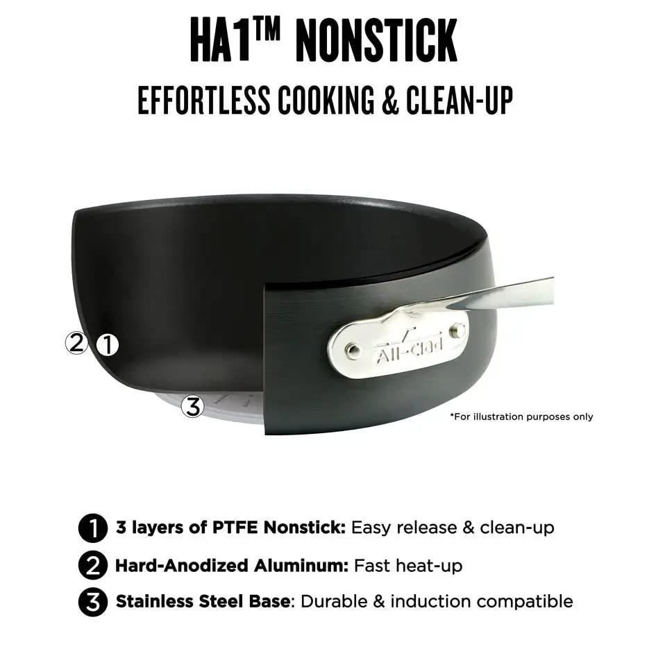 All-Clad 10" Nonstick Fry Pan, HA1 Hard Anodized Cookware, Black