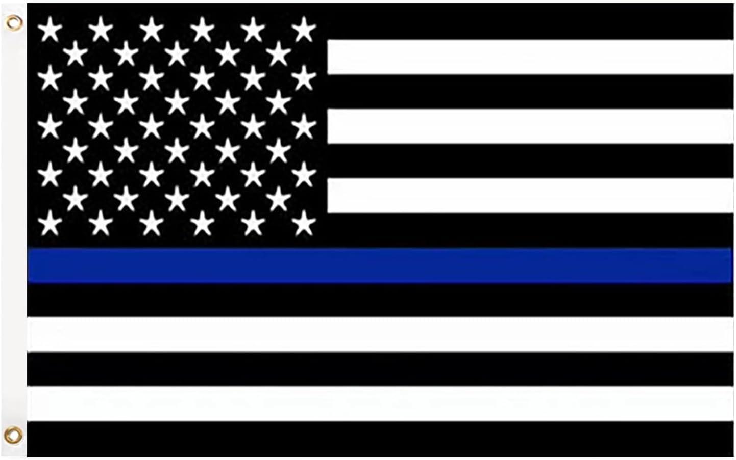 Thin Blue Line American Flags for Outside 3x5 US USA Police Flag Outdoor Vivid Color Fade Resistant Double Stitched Blue Line flag with Brass Grommets