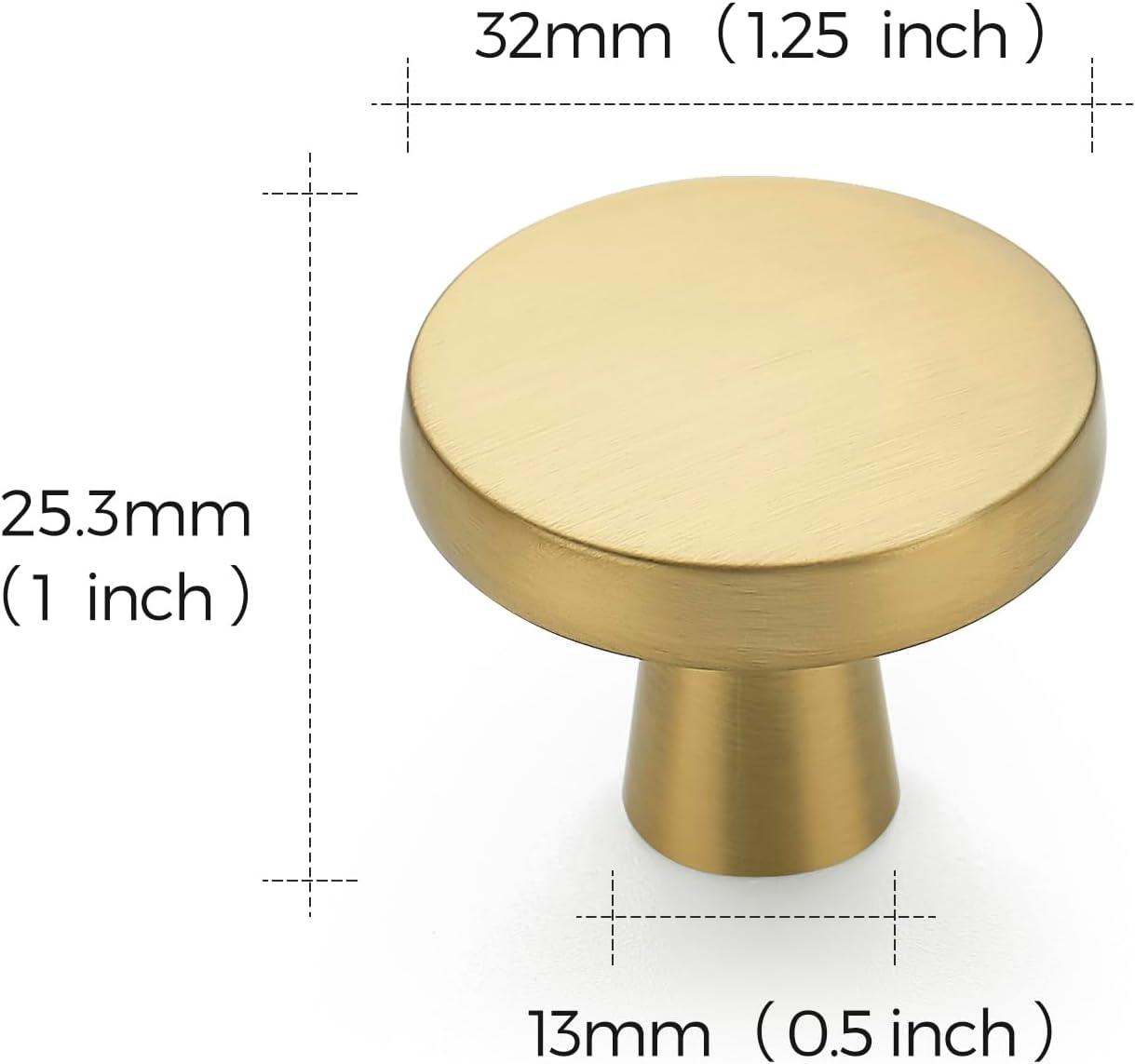 Brushed Brass Round Knurled Cabinet Knob Set