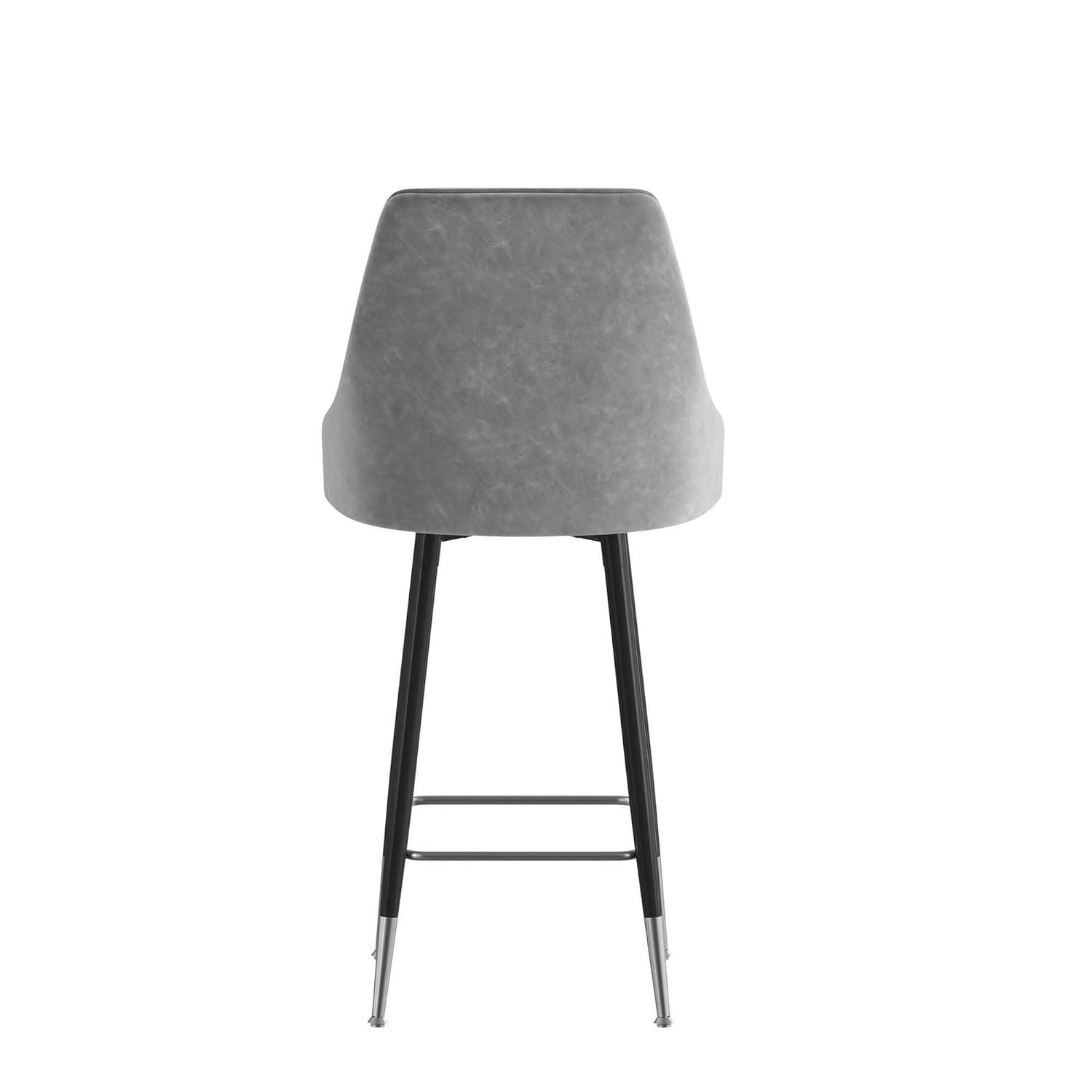 Flash Furniture Commercial Gray LeatherSoft Counter Height Stools with Chrome Accents - 2 Pack