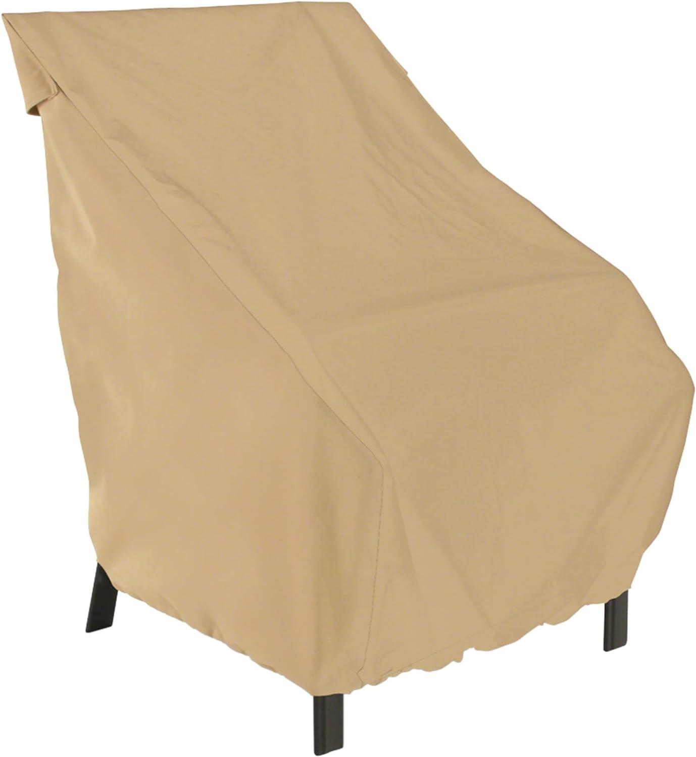 Beige Water-Resistant High Back Patio Chair Cover