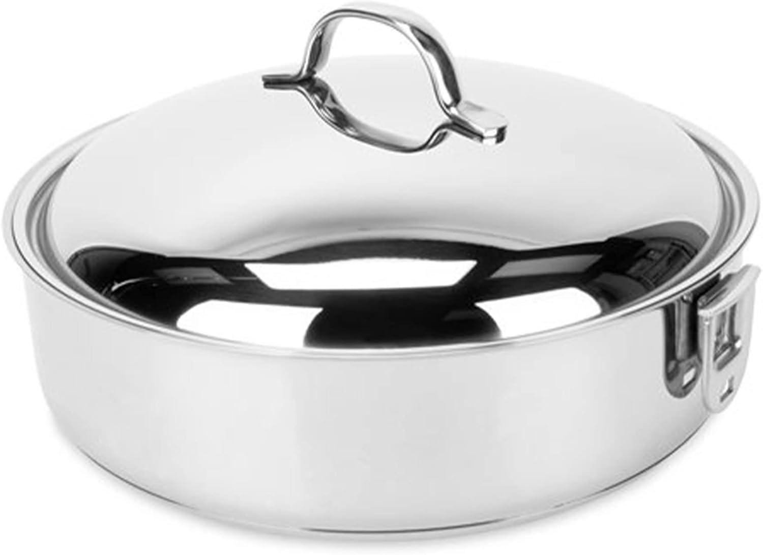 Camco Stainless Steel Nesting Cookware Set- Non Stick Pans and Pots with Removable Handles, Space Efficient Excellent for RVs and Compact Kitchen, 10-Piece Set (43921)