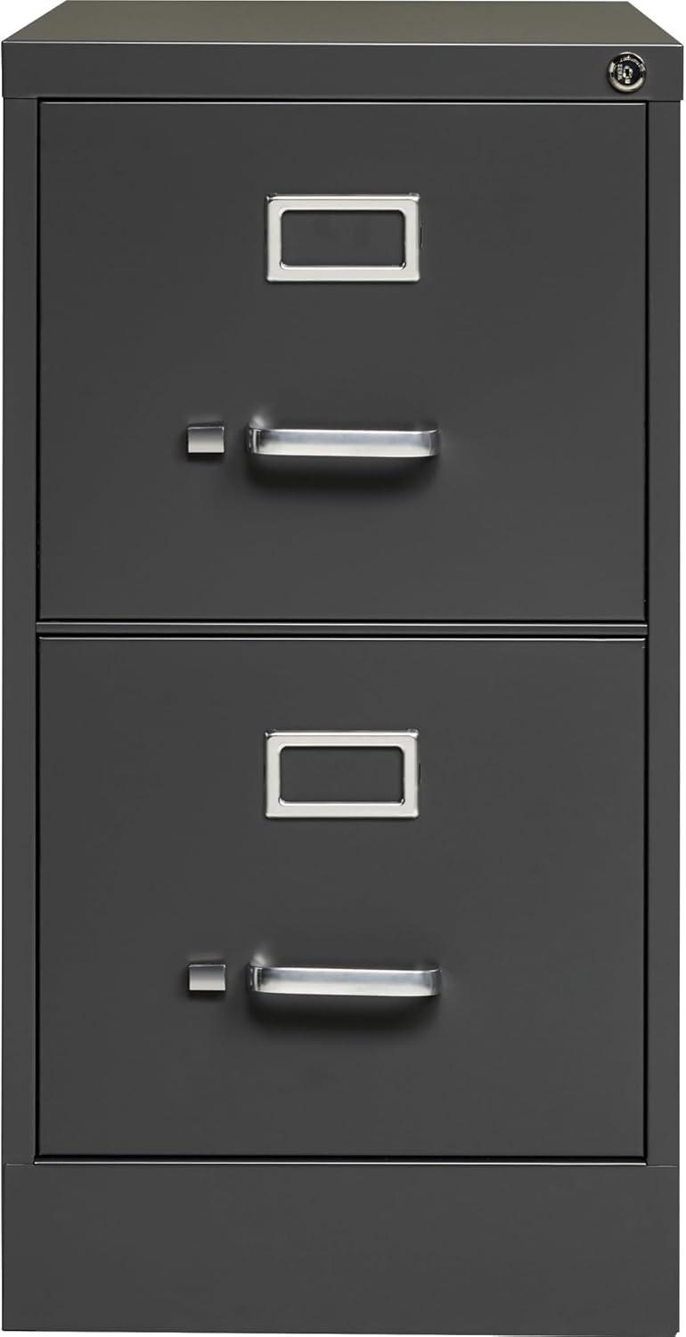 Lorell 26-1/2 15" x 26.5" x 28.4" - 2 x Drawer(s) for File - Letter - Vertical - Drawer Extension, Security Lock, Label Holder, Pull Handle - Charcoal - Aluminum, Steel - Recycled