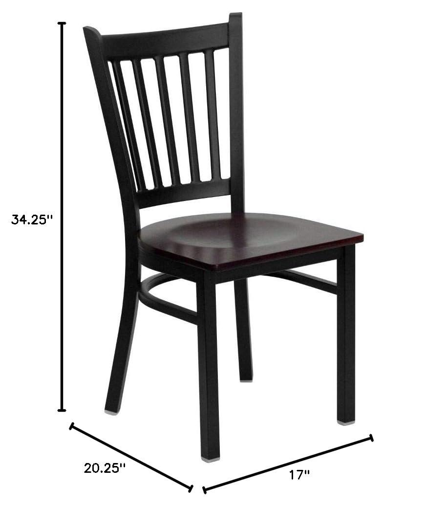 Flash Furniture HERCULES Series Black Vertical Back Metal Restaurant Chair - Mahogany Wood Seat