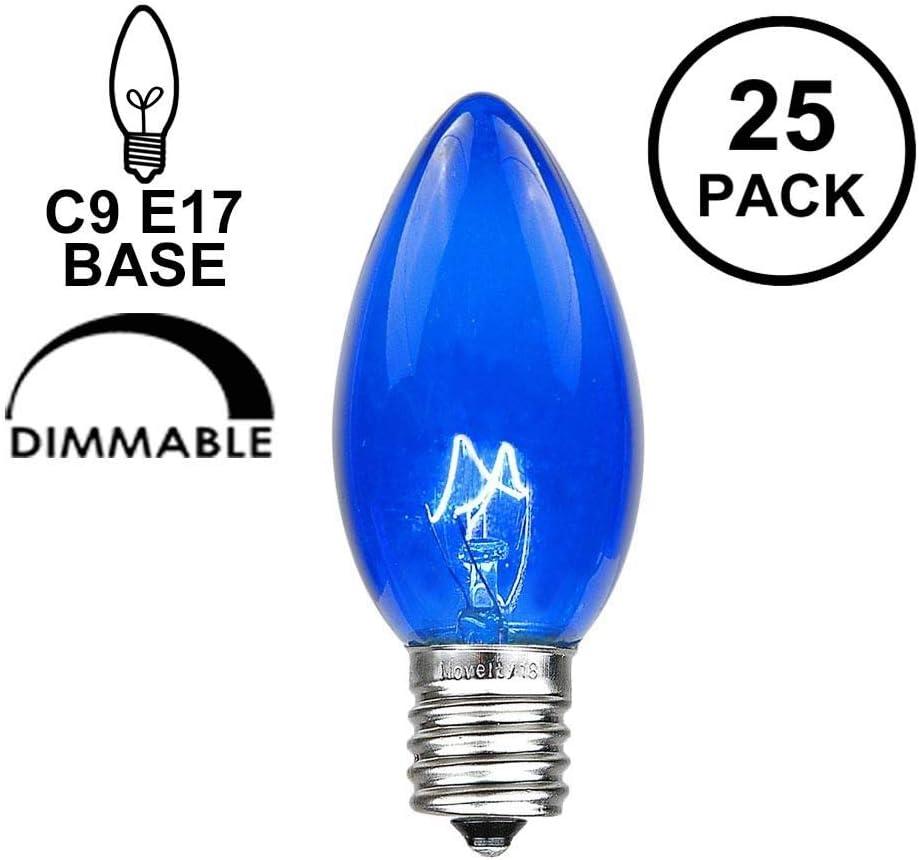 Novelty Lights Twinkle blue C9 Incandescent Traditional Vintage Christmas Replacement Bulbs 25 Pack
