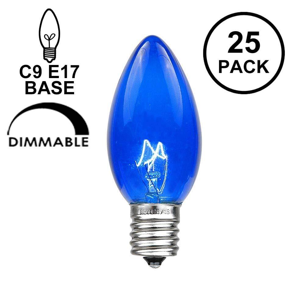 Novelty Lights Twinkle blue C9 Incandescent Traditional Vintage Christmas Replacement Bulbs 25 Pack