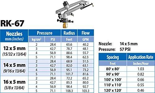 Silver and Black 1-1/2" FNPT Impact Mini-Gun Sprinkler with Brass Base