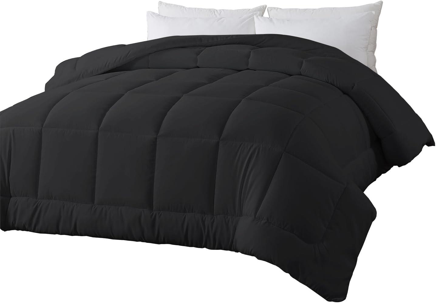 Peace Nest Lightweight Down Alternative Comforter Duvet Insert with Soft Microfiber Shell, Black, Full