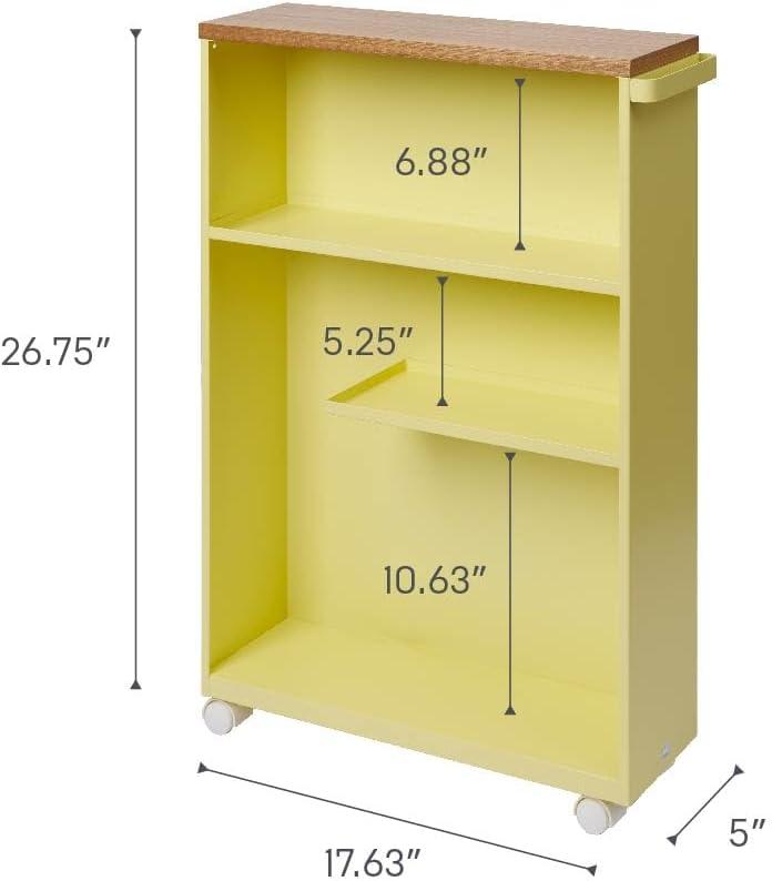 Tower Yamazaki Home Rolling Slim Bathroom Utility Cart, Storage Shelf Narrow Organizer Rack